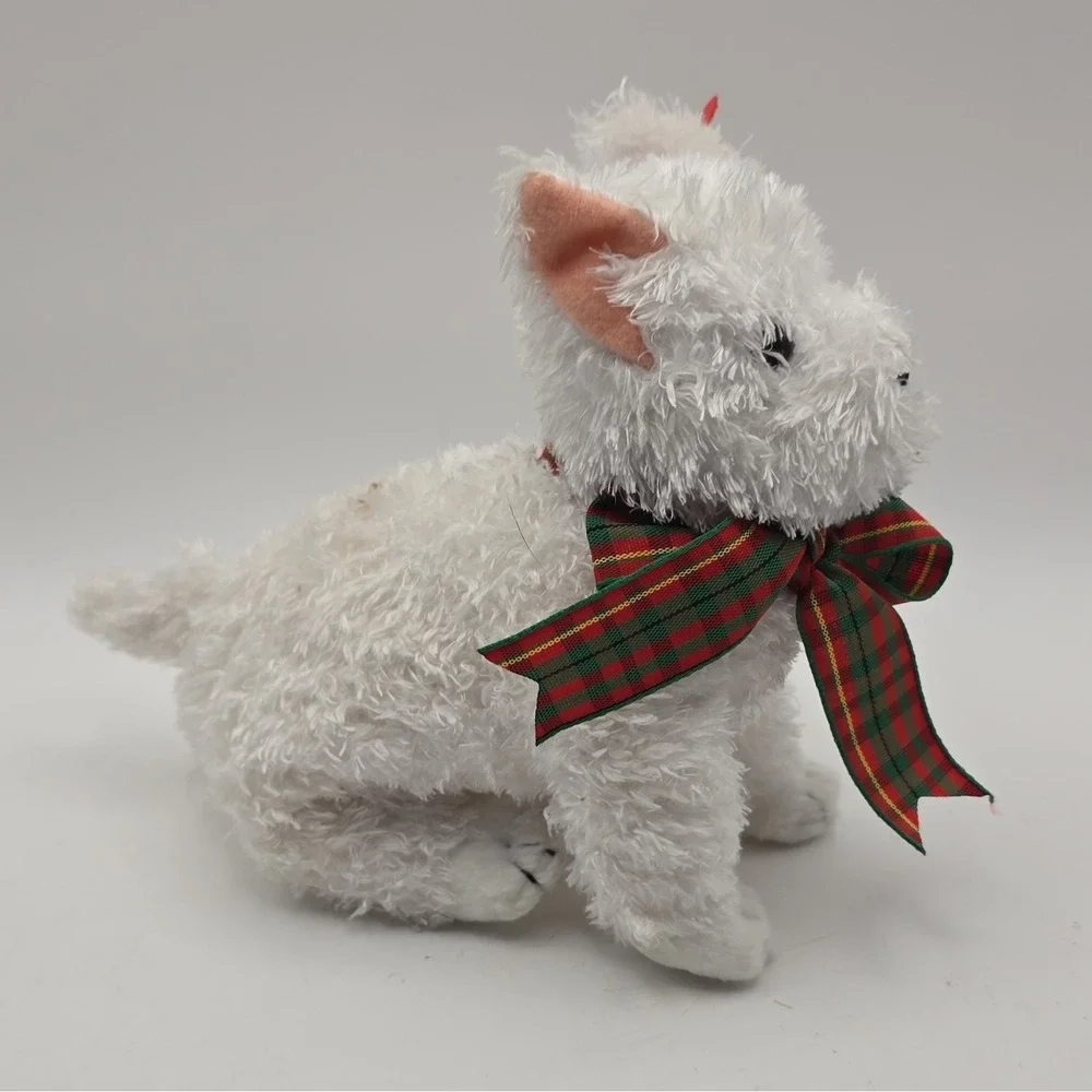 Ty Beanie Babies Kirby White Cat Beanbag Plush w/ Plaid Ribbon 2001